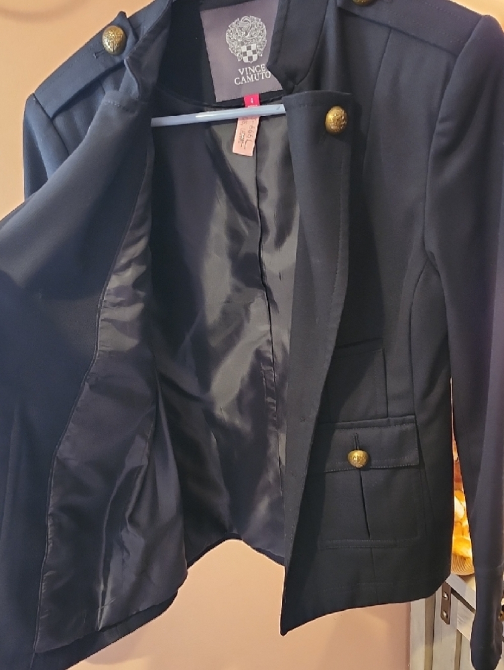 Vince Camuto Black Military-Style Blazer with Gold Buttons - Picture 11 of 12